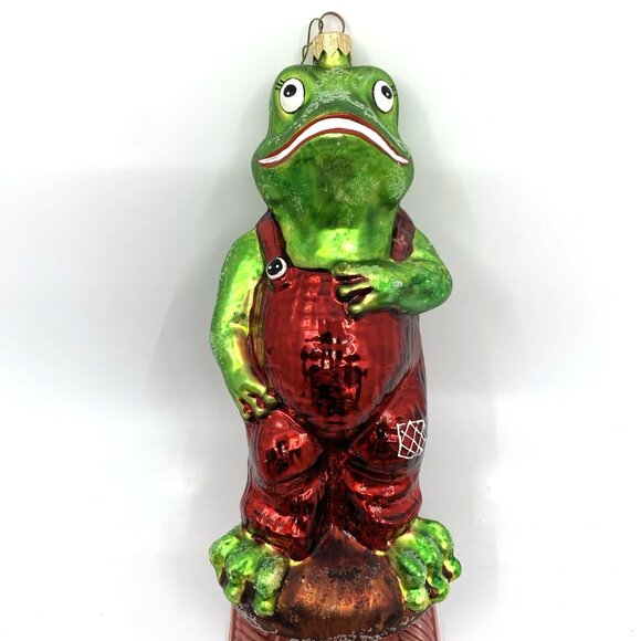 Christopher Radko Other - Christopher Radko Frog Daddy Blown Glass Ornament 96 386 0 Vintage 8" Tall Toad
